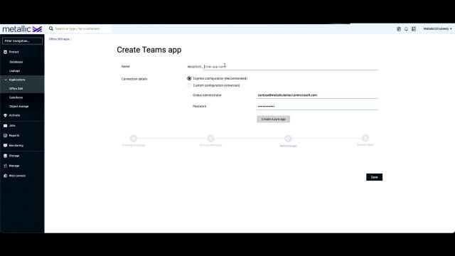 2.2.Setting up Teams backups with the Express Configuration