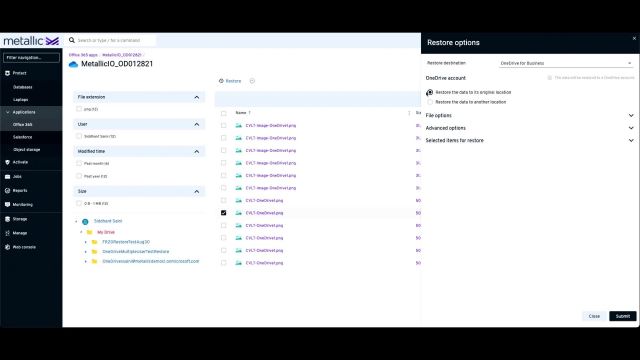 4.6.Restoring individual items in OneDrive with Metallic