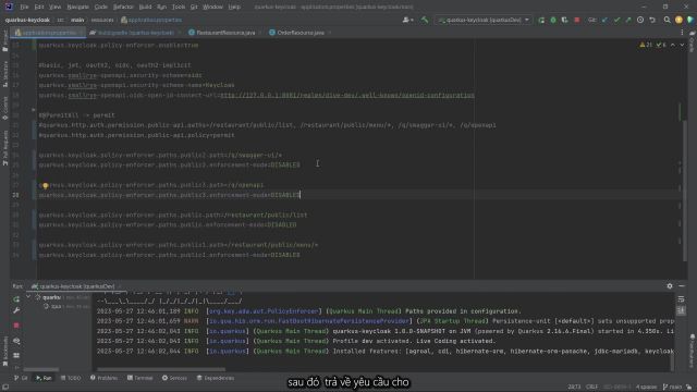 Part 8-2 - How to configure quarkus to make sure it gets authorization from keycloak and test them